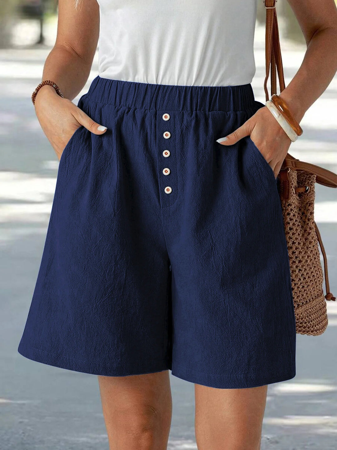 Marlowe | Buttoned Linen Shorts