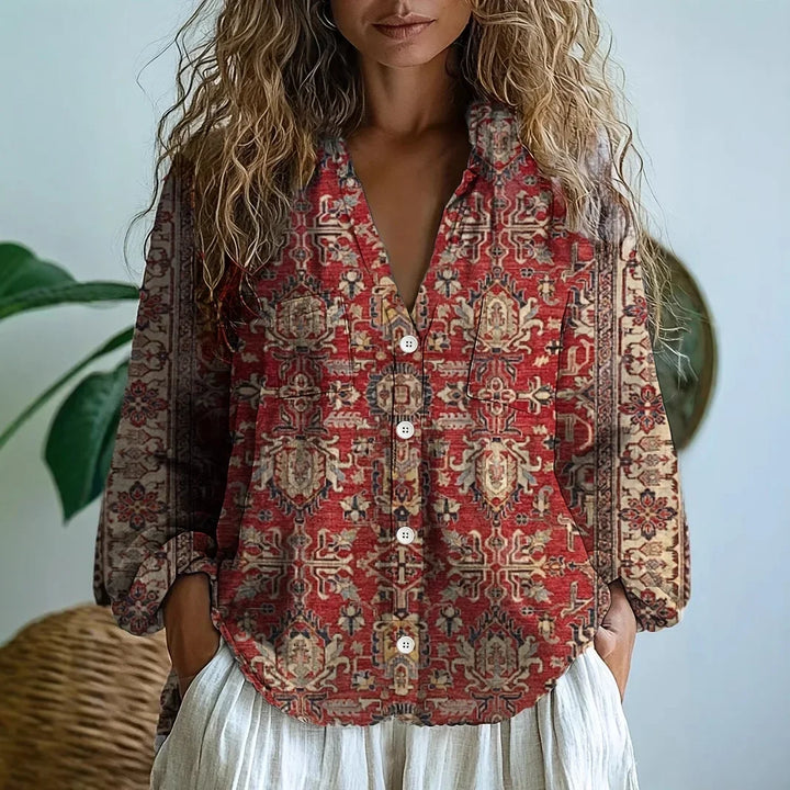 Senna | Botanical Stampa Linen Blouse