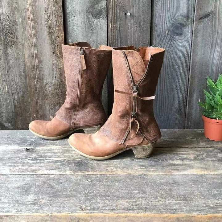 Ondina | Leather Western Boots - Helen & Olivia Manhattan