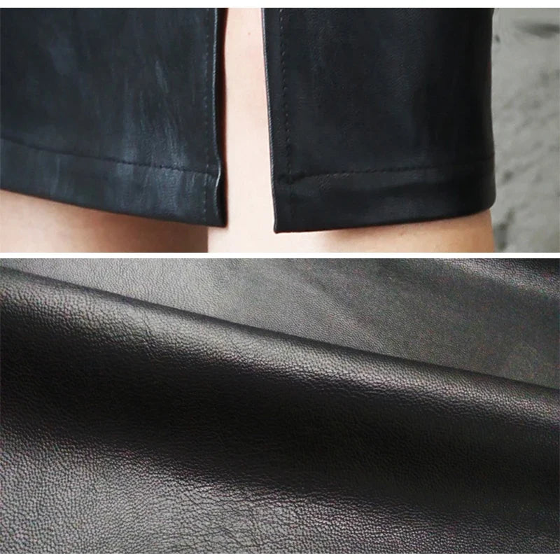 Monique | Sleek Black Leather Pencil Skirt