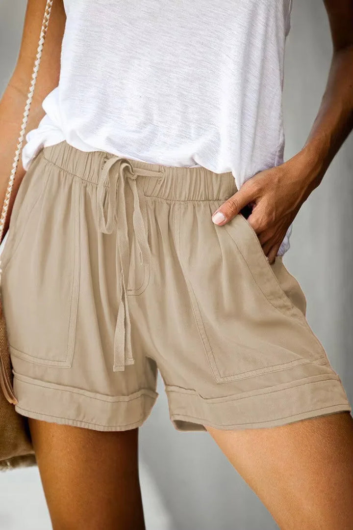 Lark | Lace-Up Gamba Larga Twill Shorts