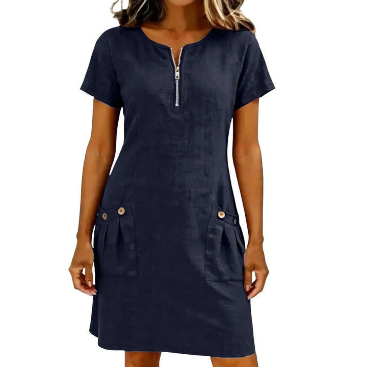 Navessa | Zip Front Linen Dress