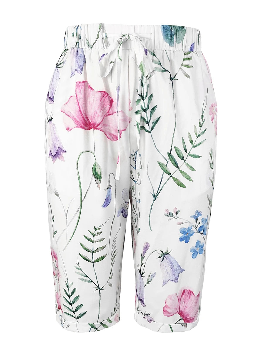 Poppy | Floral Drawstring Gamba Larga Shorts