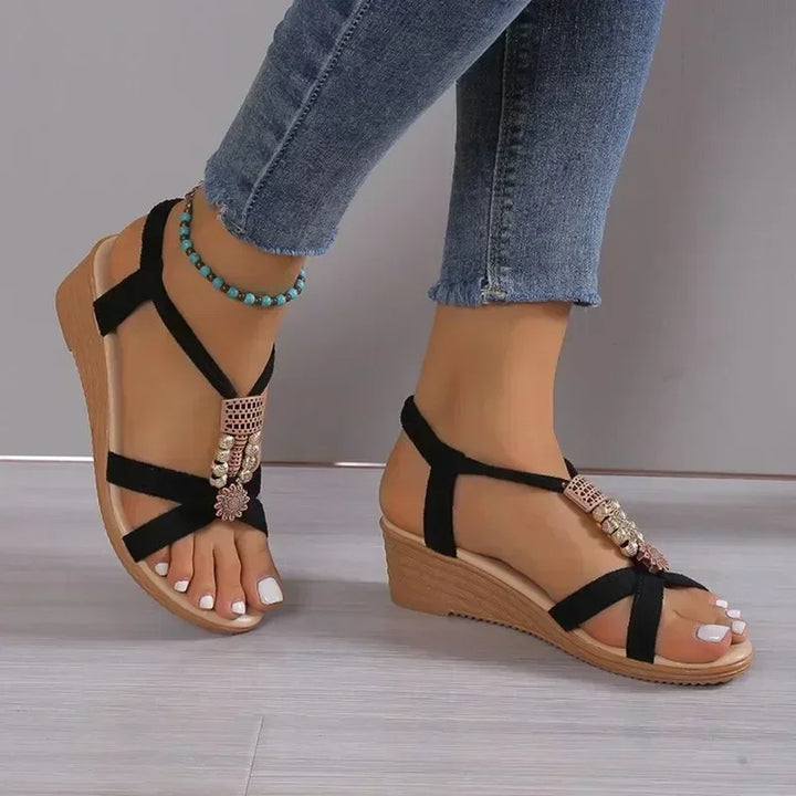 Carla | Sandals with Wedge & Dettaglio Metallico