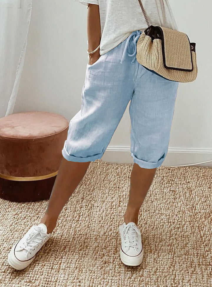 Wren | Linen Blend Sash-Tie Shorts