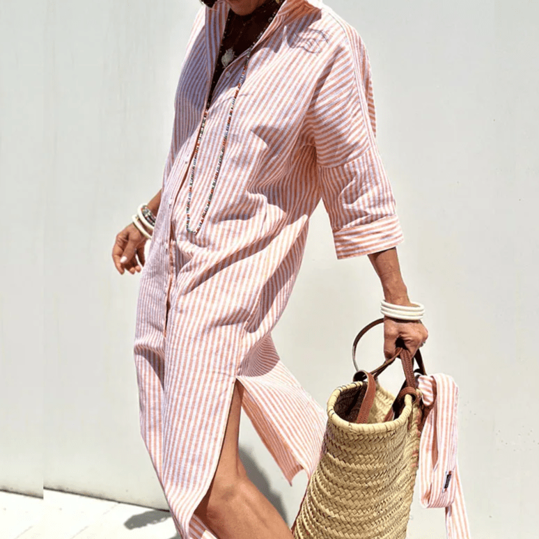 Wava | Elegant Striped Shirt Dress