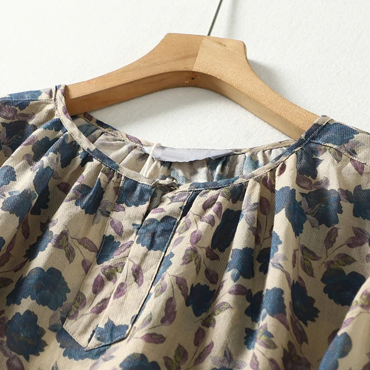 Elise | Floral Cotton Linen Top - Helen & Olivia Manhattan