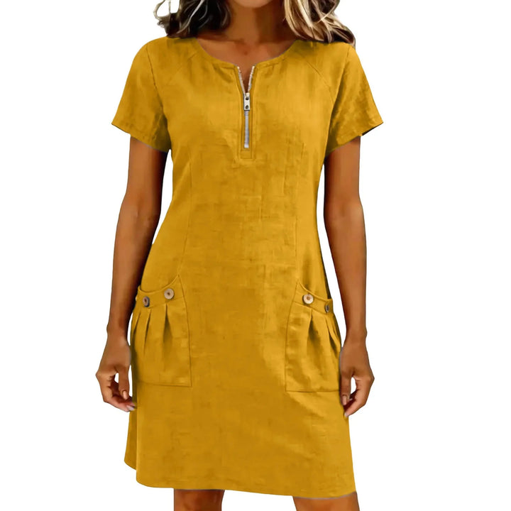 Sunnne | Dress in Linen with Zip Frontale