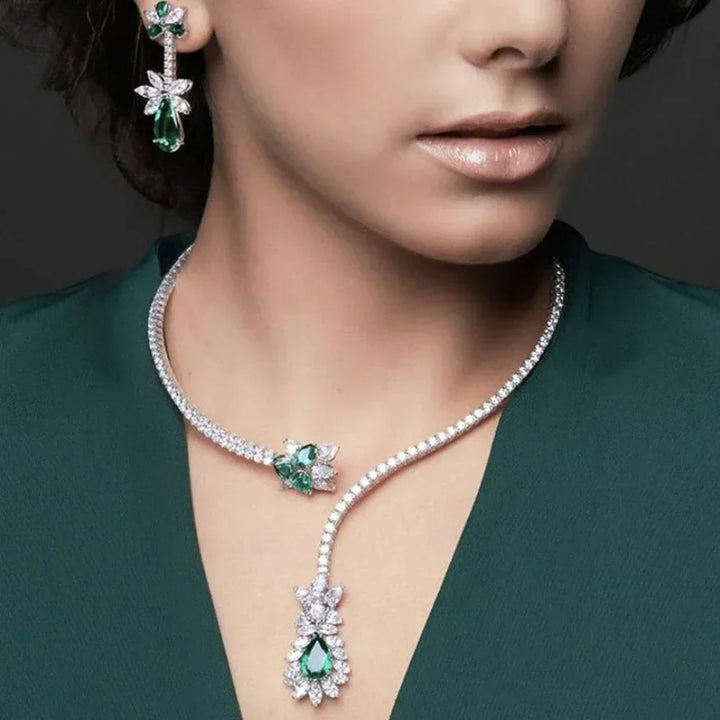 Necklace Vintage Flowerstura Emerald