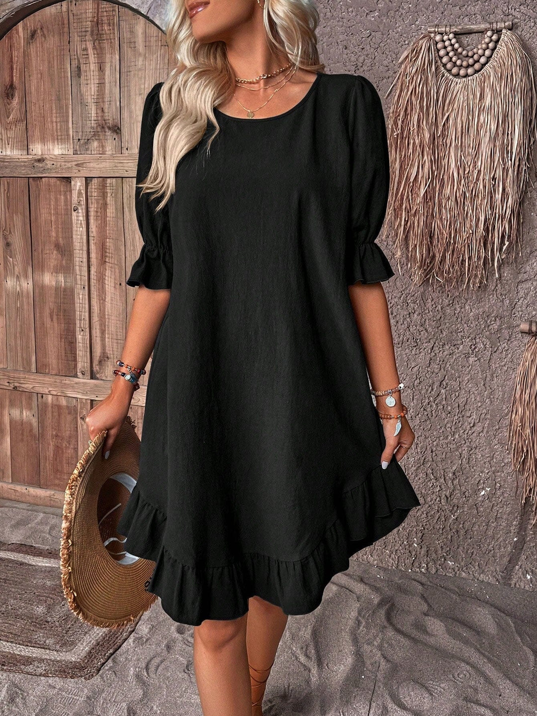 Alicia | Pleated Sleeve Dress