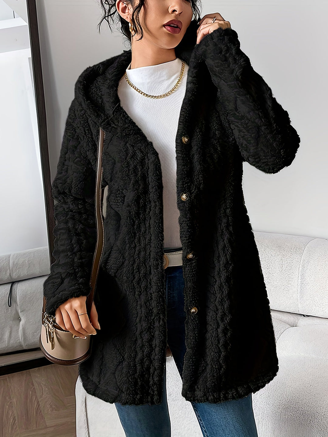 Alice | Fuzzy Fleece Button Down Cardigan