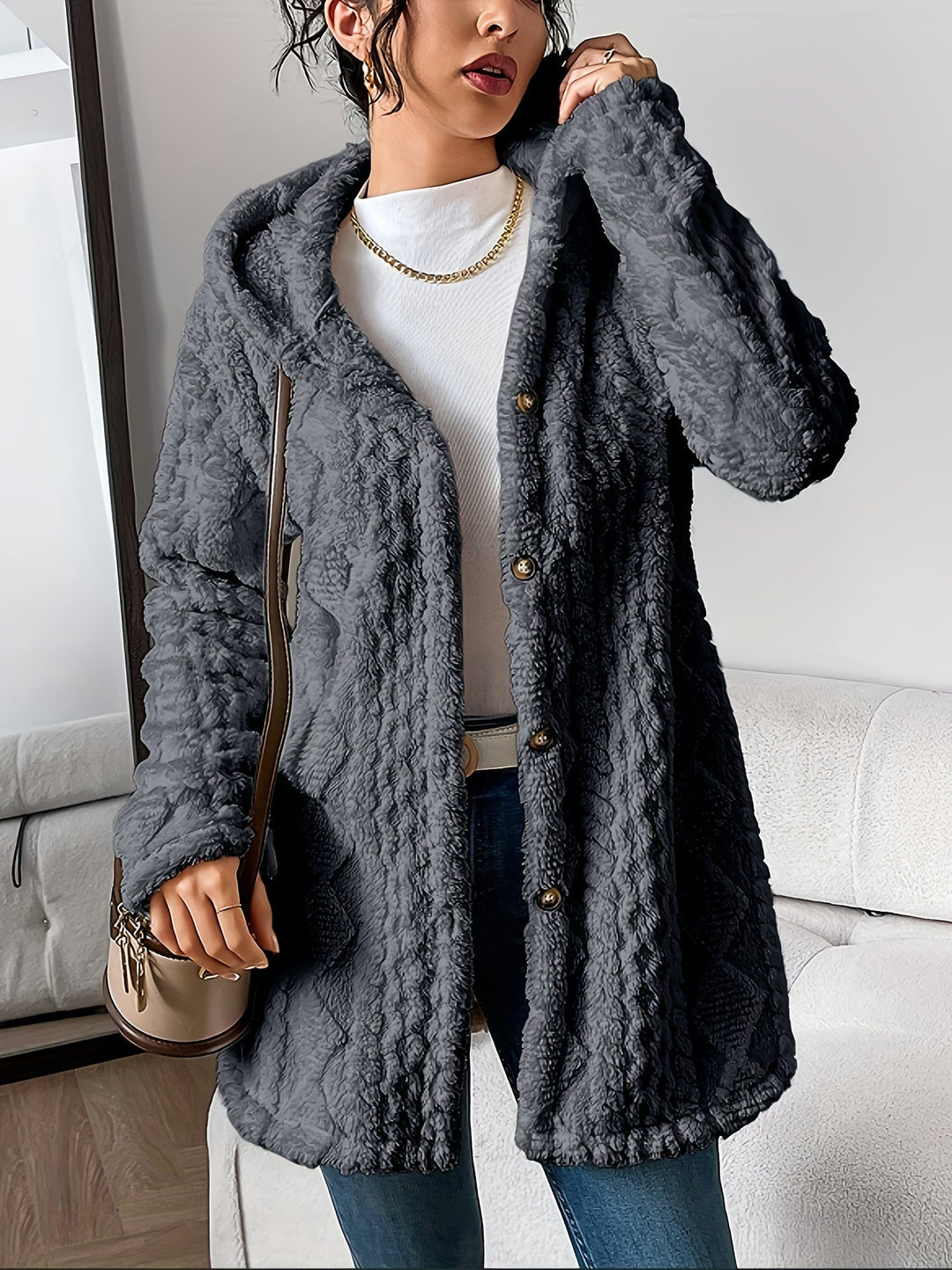 Alice | Fuzzy Fleece Button Down Cardigan