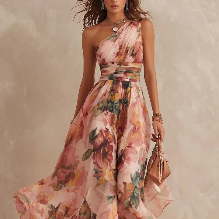 Maeve | One-Shoulder Digital Stampa Dress