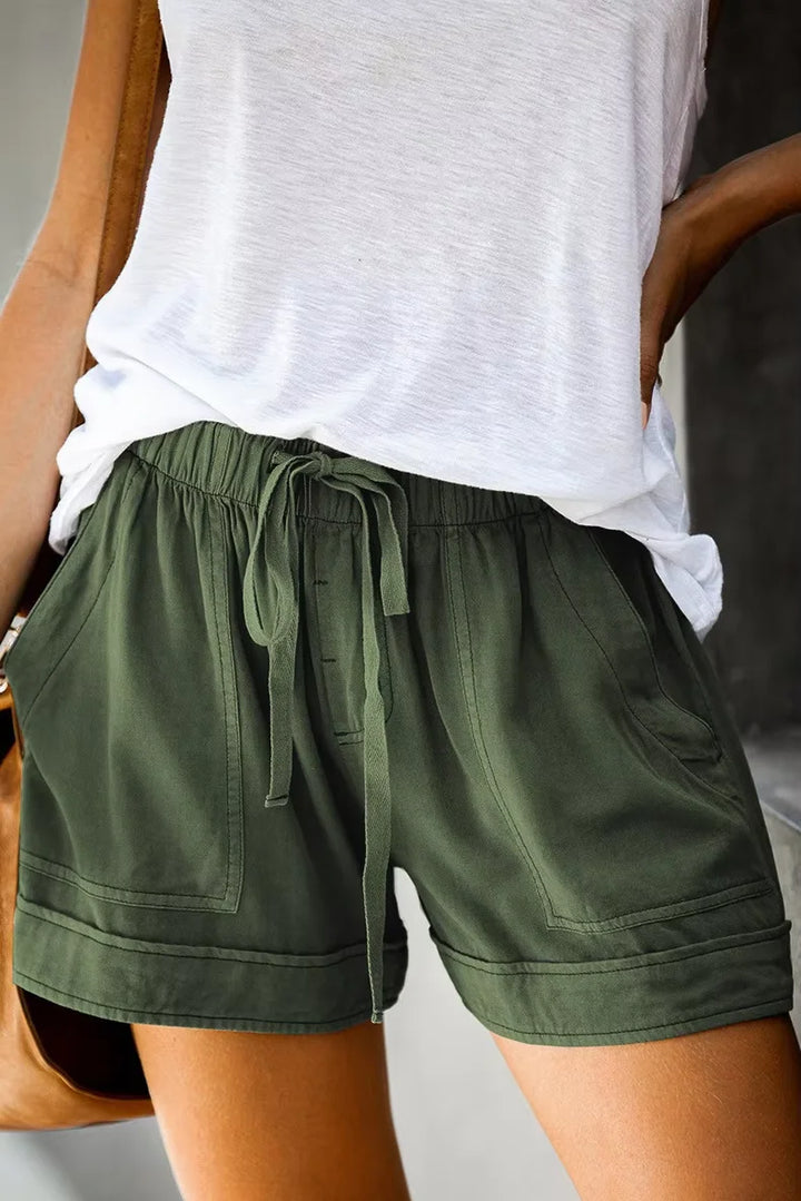 Lark | Lace-Up Gamba Larga Twill Shorts
