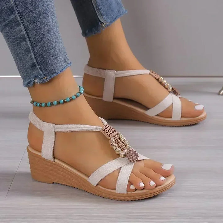 Carla | Sandals with Wedge & Dettaglio Metallico