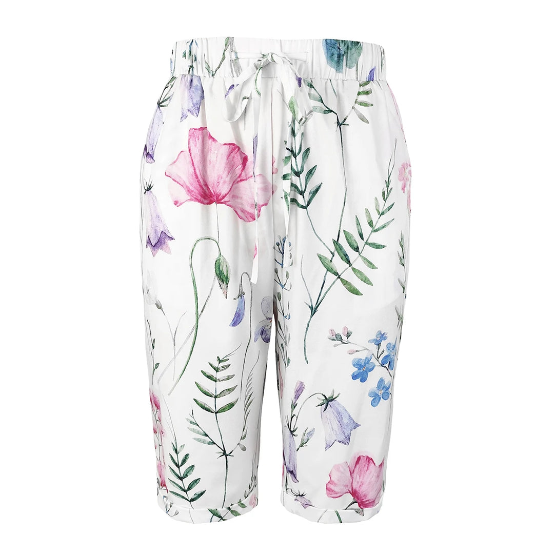Poppy | Floral Drawstring Gamba Larga Shorts