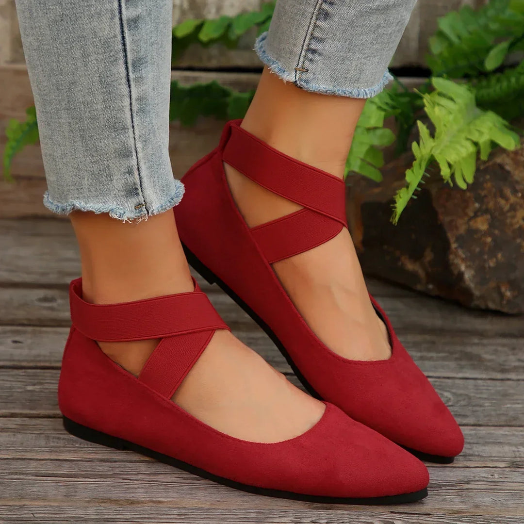 Eveningphine | Red Flat Slip-On Loafers