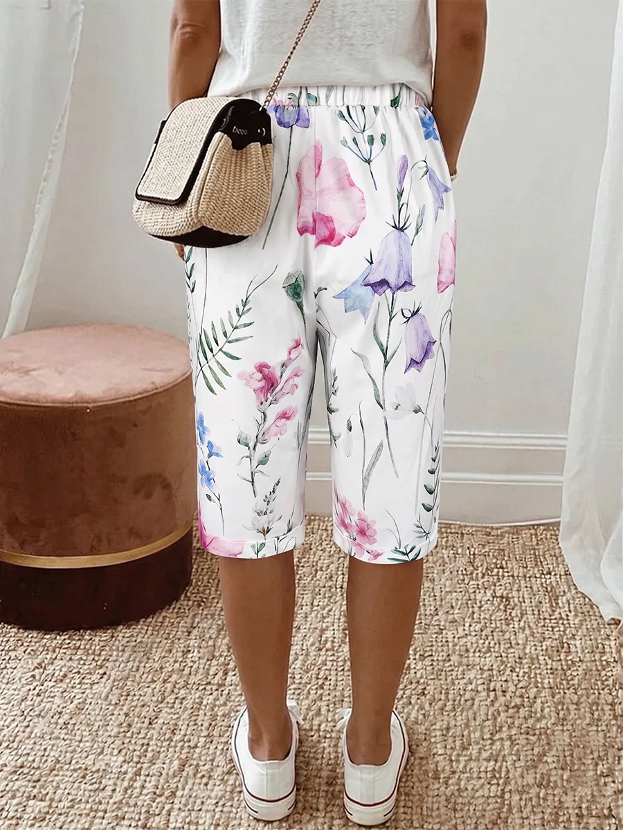 Poppy | Floral Drawstring Gamba Larga Shorts