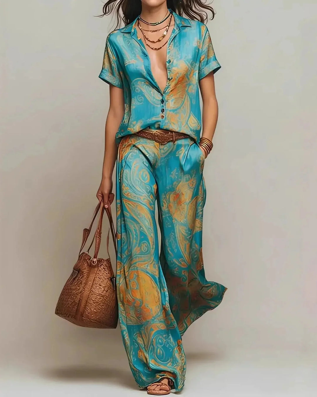 Talia | Bohemian Two-Piece Set - Green