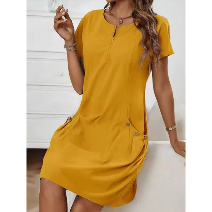Sunnne | Dress in Linen with Zip Frontale
