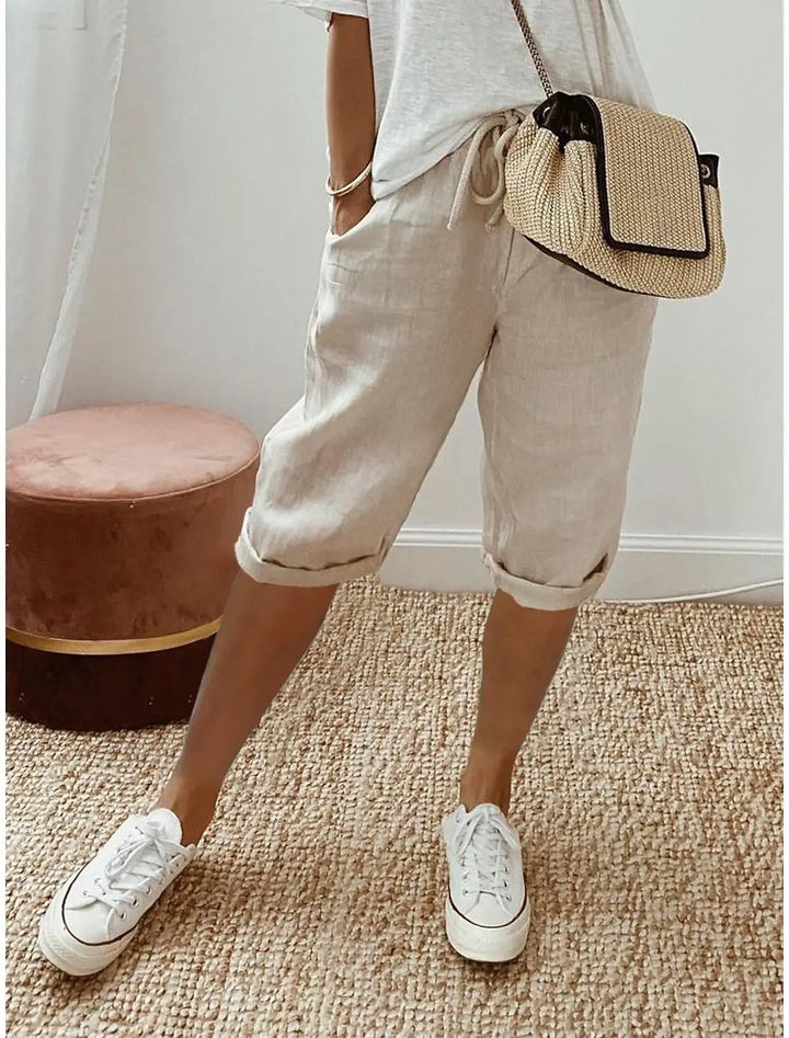 Wren | Linen Blend Sash-Tie Shorts