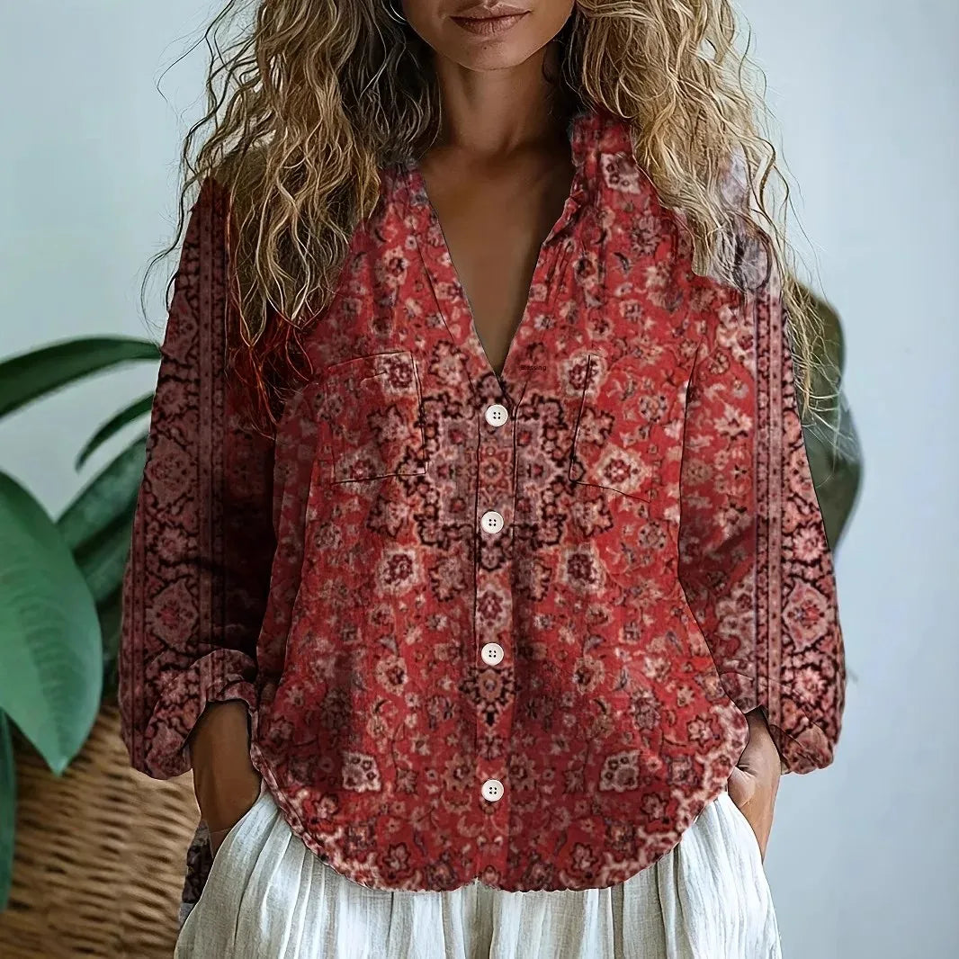 Senna | Botanical Stampa Linen Blouse