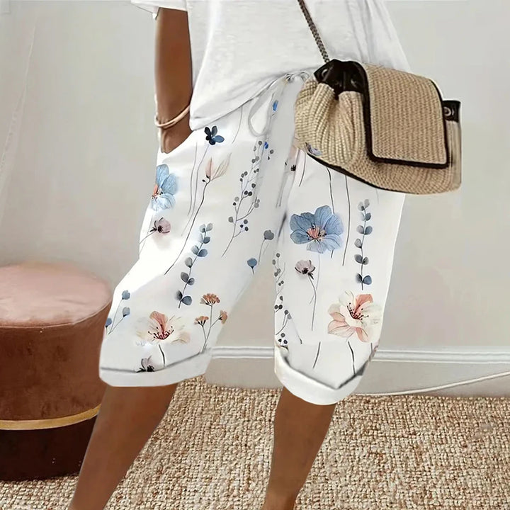 Poppy | Floral Drawstring Gamba Larga Shorts