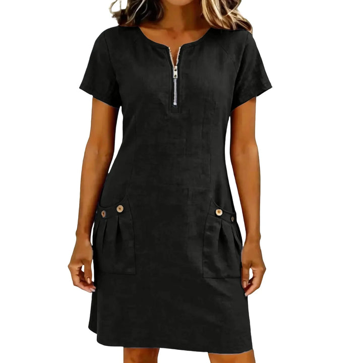 Marisette | Dress in Linen with Zip Frontale