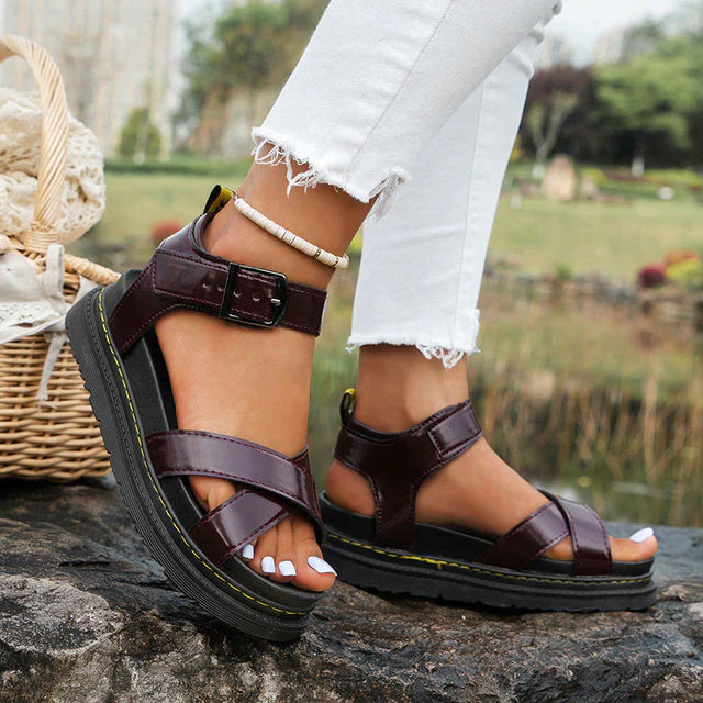 Angelica | Sandals Sport Confortables - Bourgogne