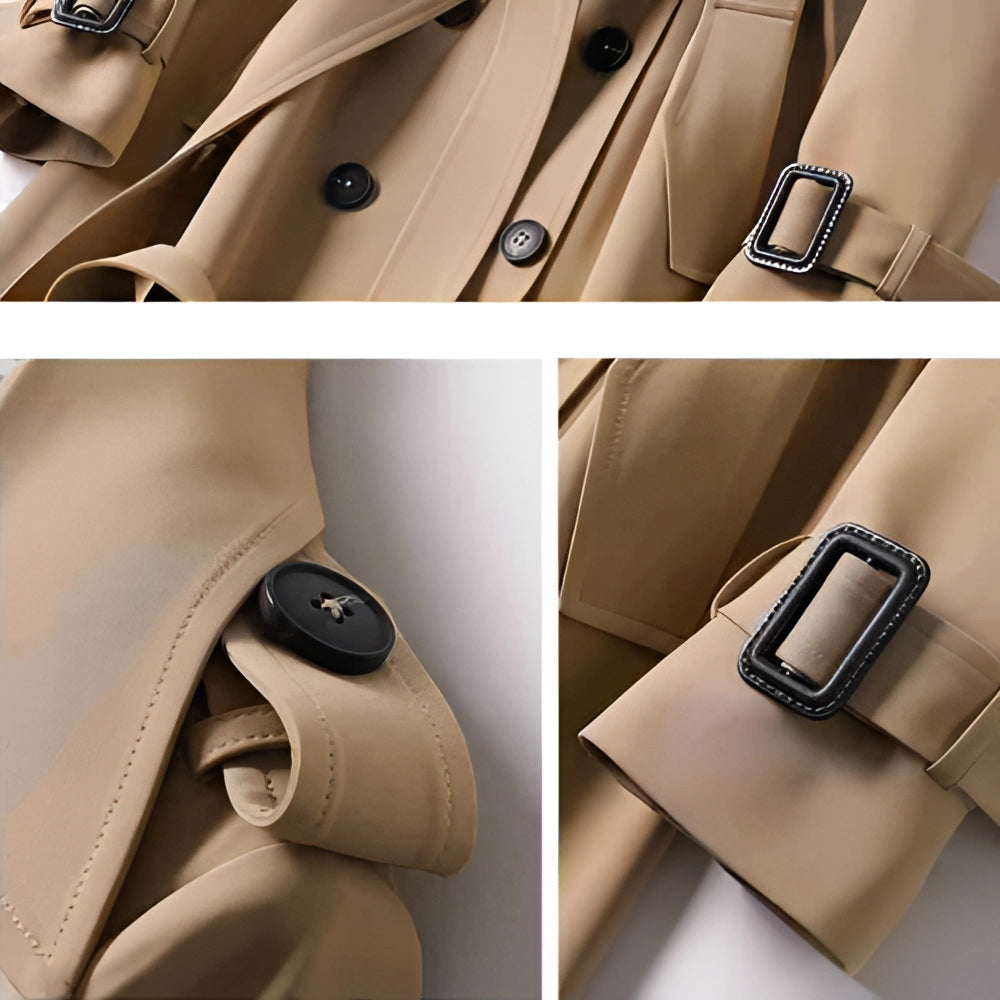 Clara | Stylish Double-Breasted Trench Coat with Belt - 