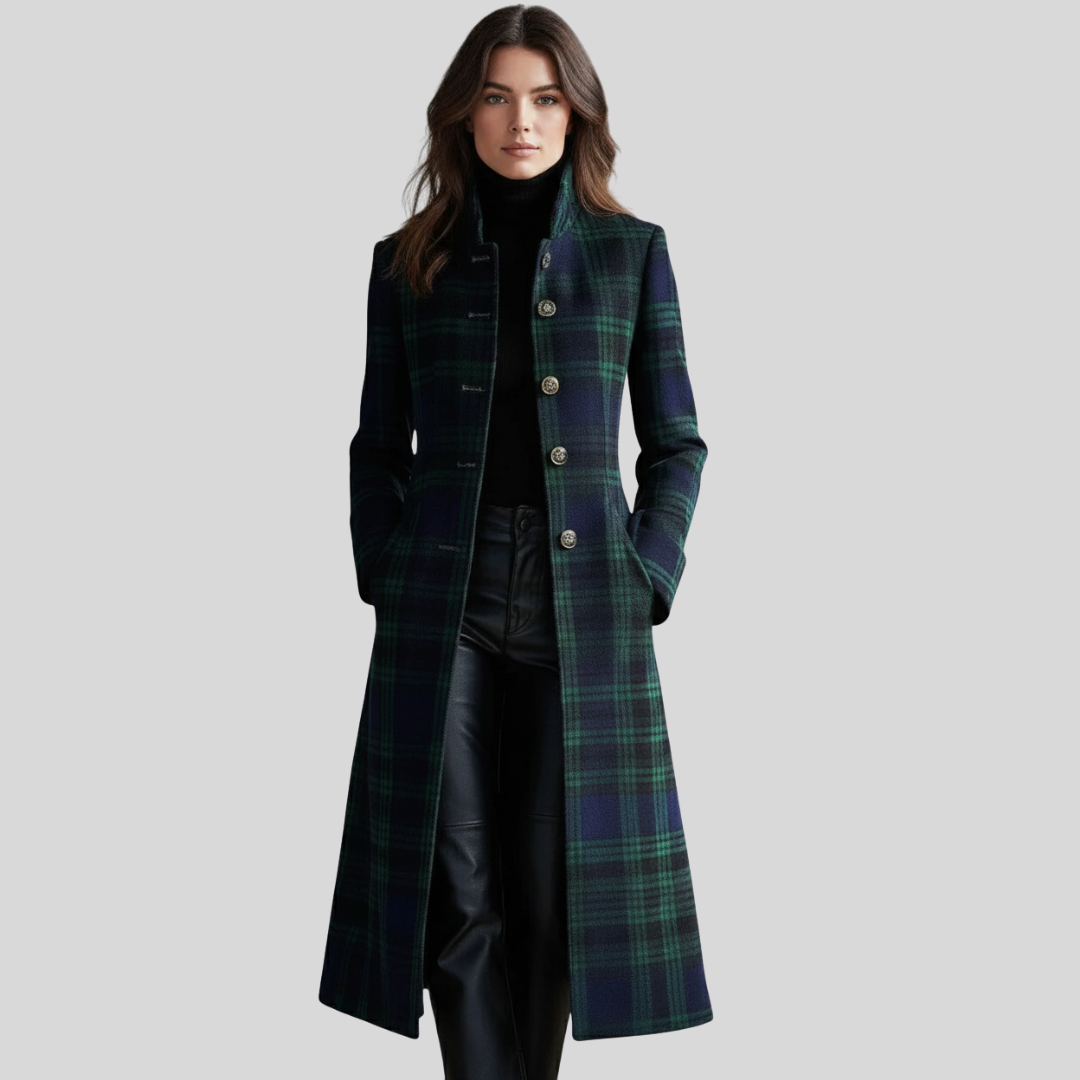 Quinn | Plaid Tailored Long Coat - 