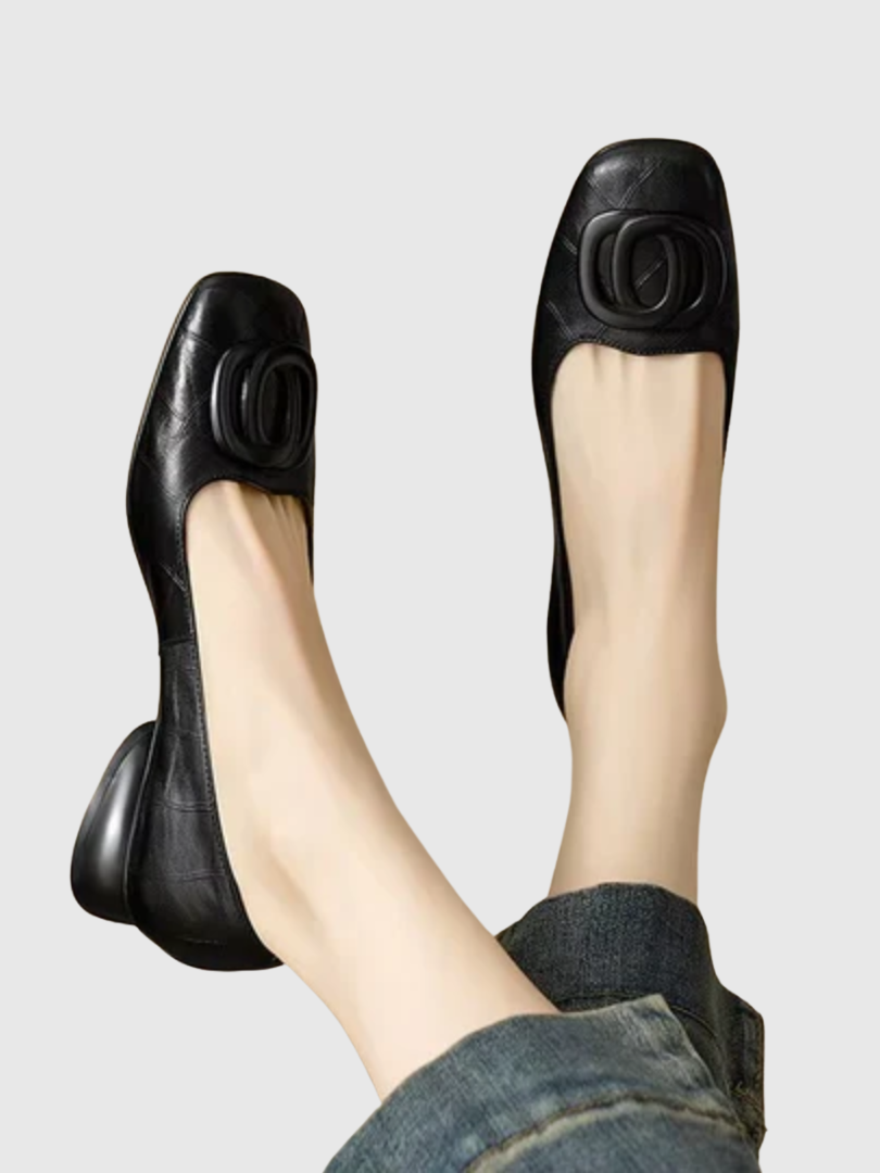 Opium Leather Flats - Black