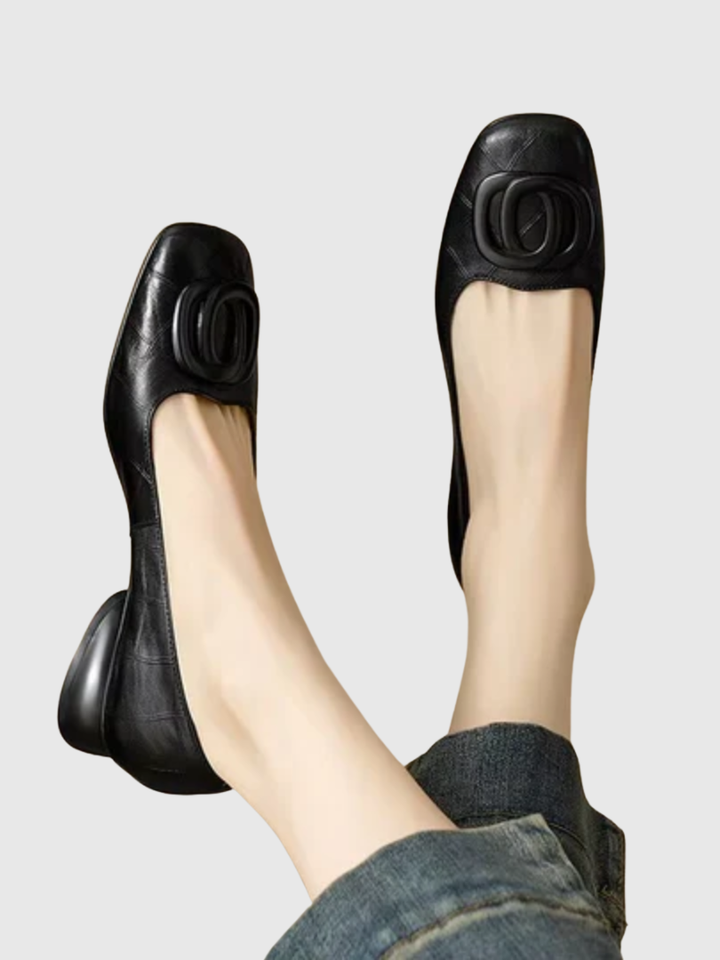 Opium Leather Flats - Black