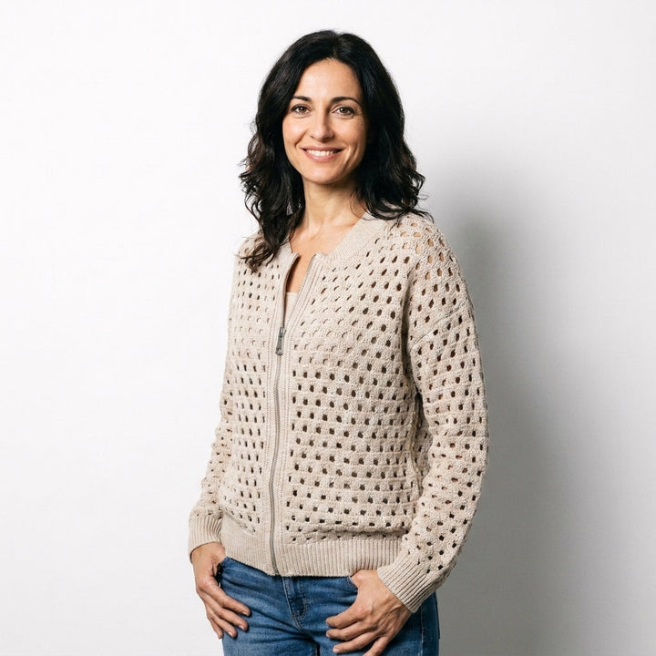 Sabbia | Premium Open-Knit Cardigan - Beige