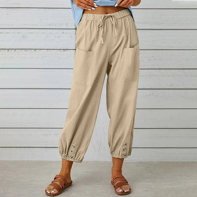 Raine | Relaxed High Waist Pants with Cuffed Ankle