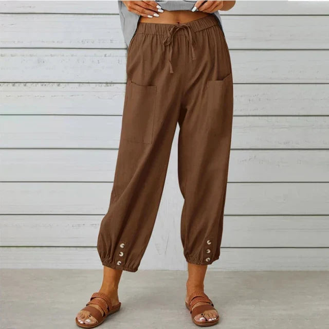 Raine | Relaxed High Waist Pants with Cuffed Ankle