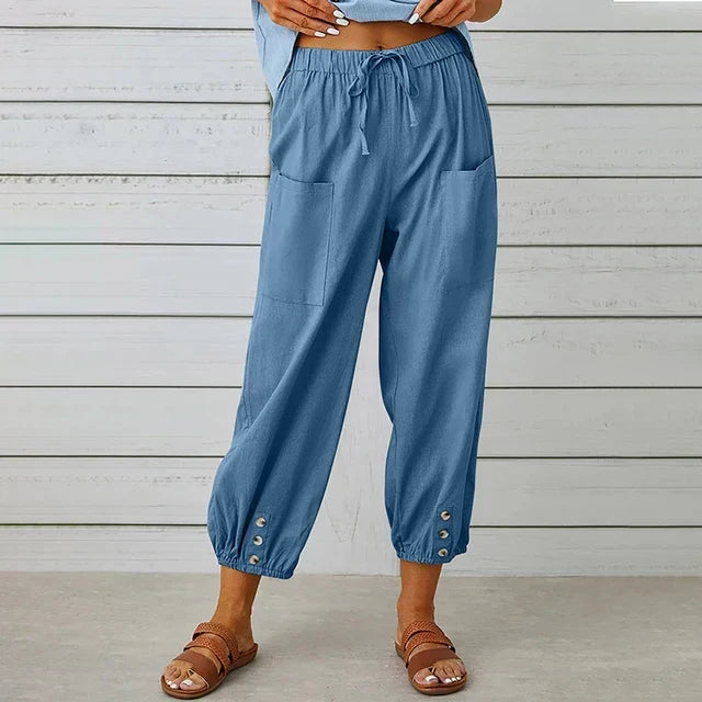 Raine | Relaxed High Waist Pants with Cuffed Ankle