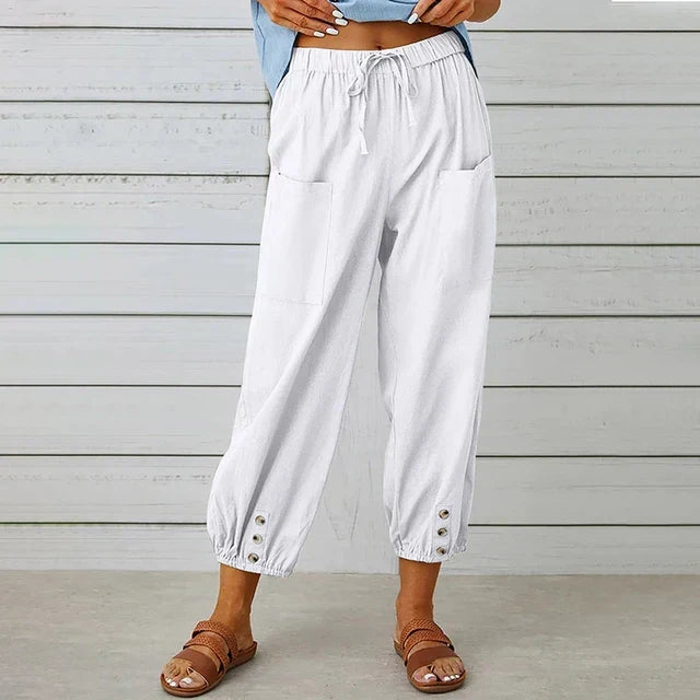 Raine | Relaxed High Waist Pants with Cuffed Ankle