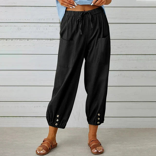 Raine | Relaxed High Waist Pants with Cuffed Ankle