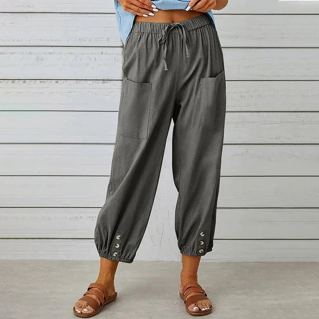 Raine | Relaxed High Waist Pants with Cuffed Ankle