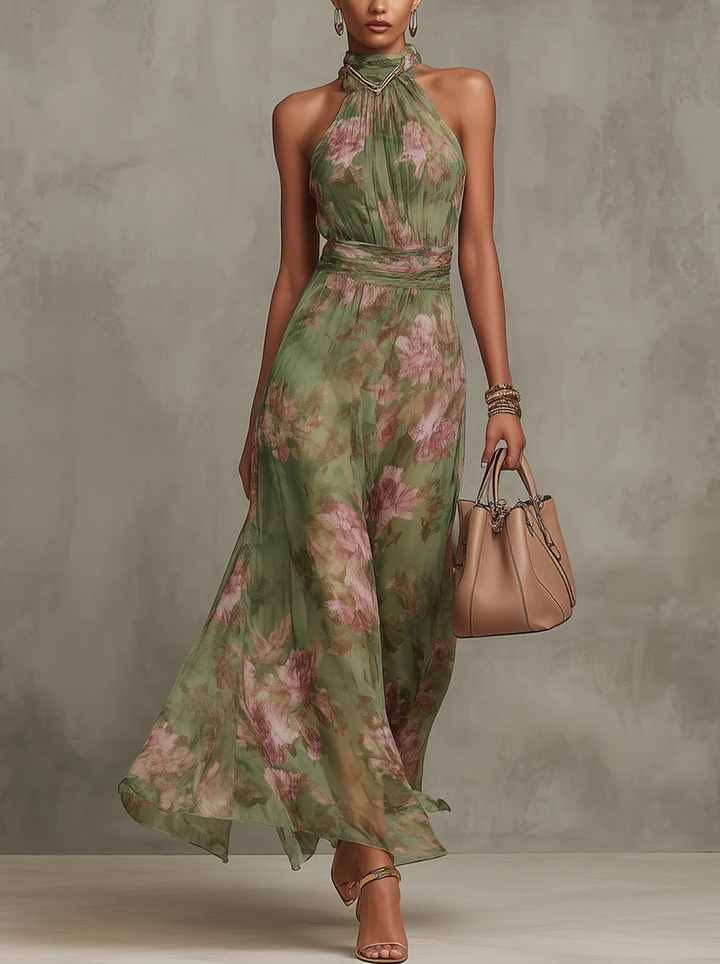Poppy | Maxi Dress Floral Collo Halter