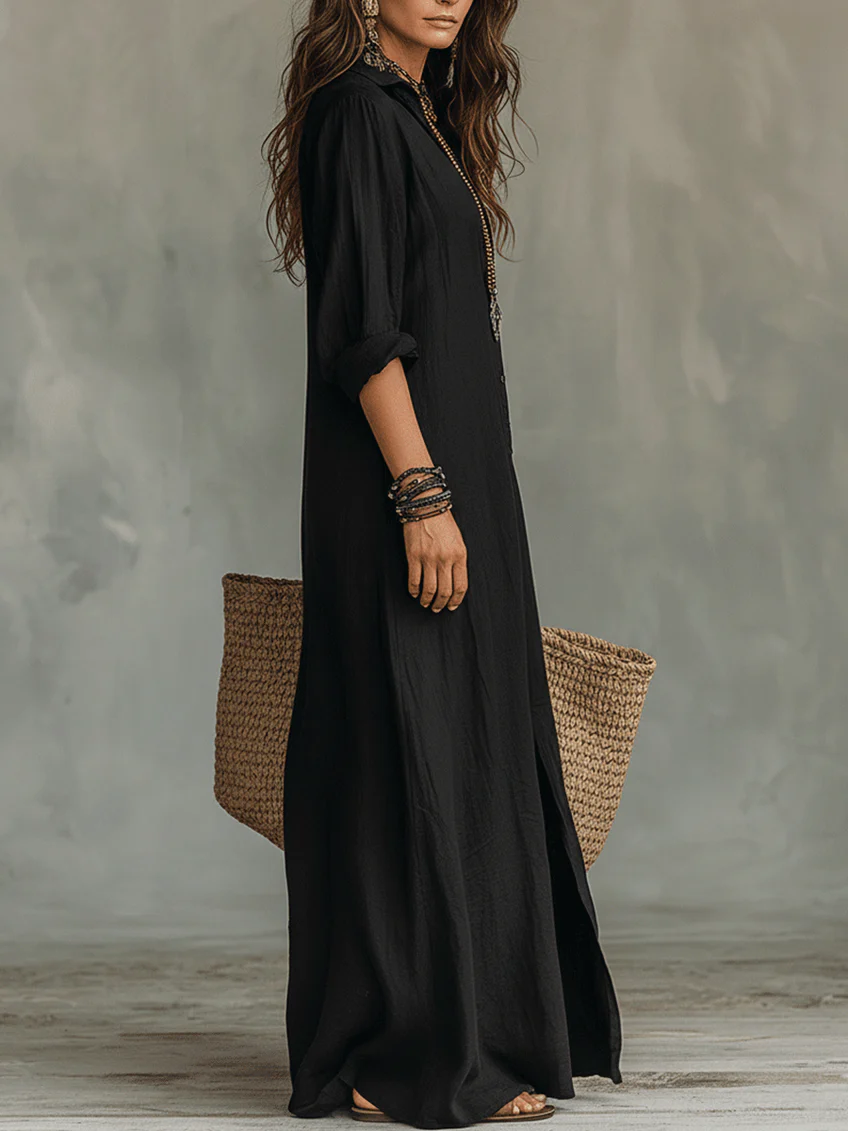 Savannah | Flowing Black Maxi Dress