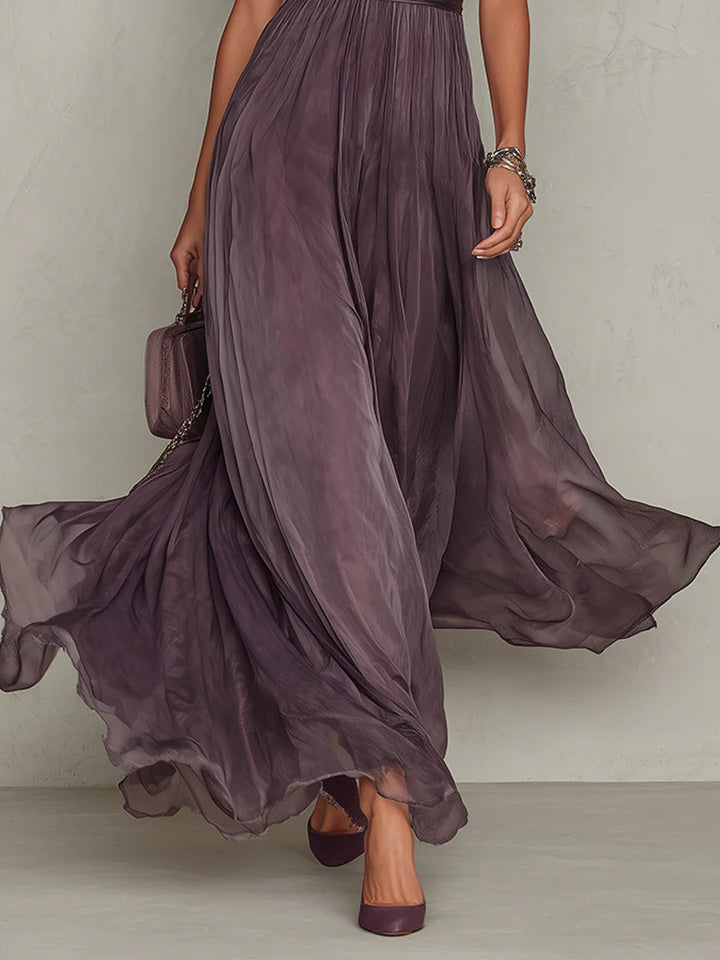 Flavia | Langes lila Kleid mit Schlüssel-Ausschnitt - Helen & Olivia Manhattan