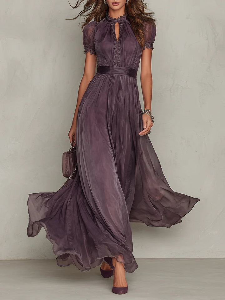 Flavia | Langes lila Kleid mit Schlüssel-Ausschnitt - Helen & Olivia Manhattan