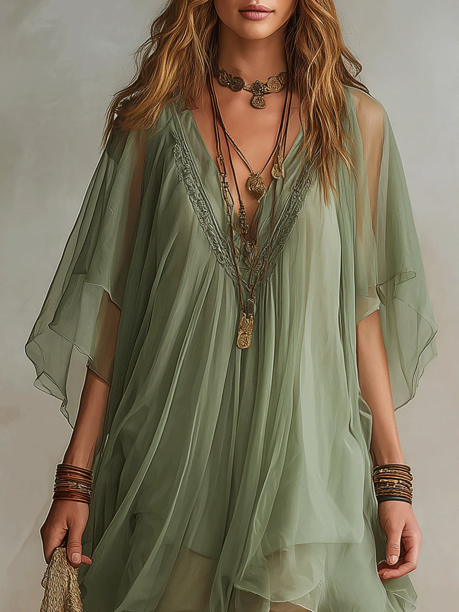 Greensse | Flowy Green Chiffon Dress