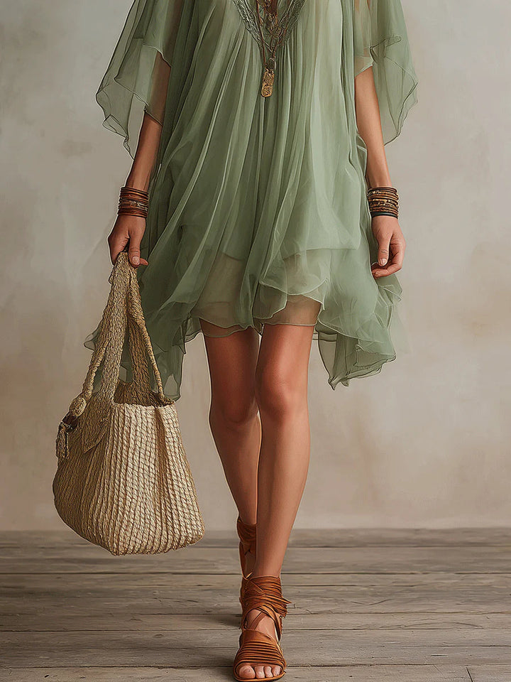 Greensse | Flowy Green Chiffon Dress