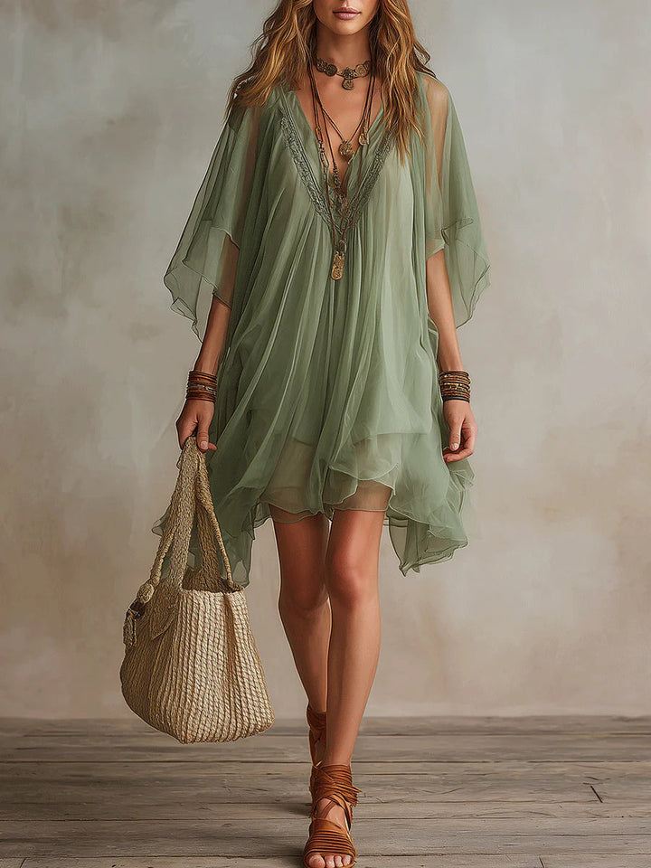 Greensse | Flowy Green Chiffon Dress