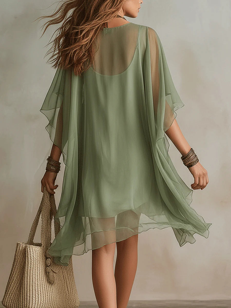 Greensse | Flowy Green Chiffon Dress