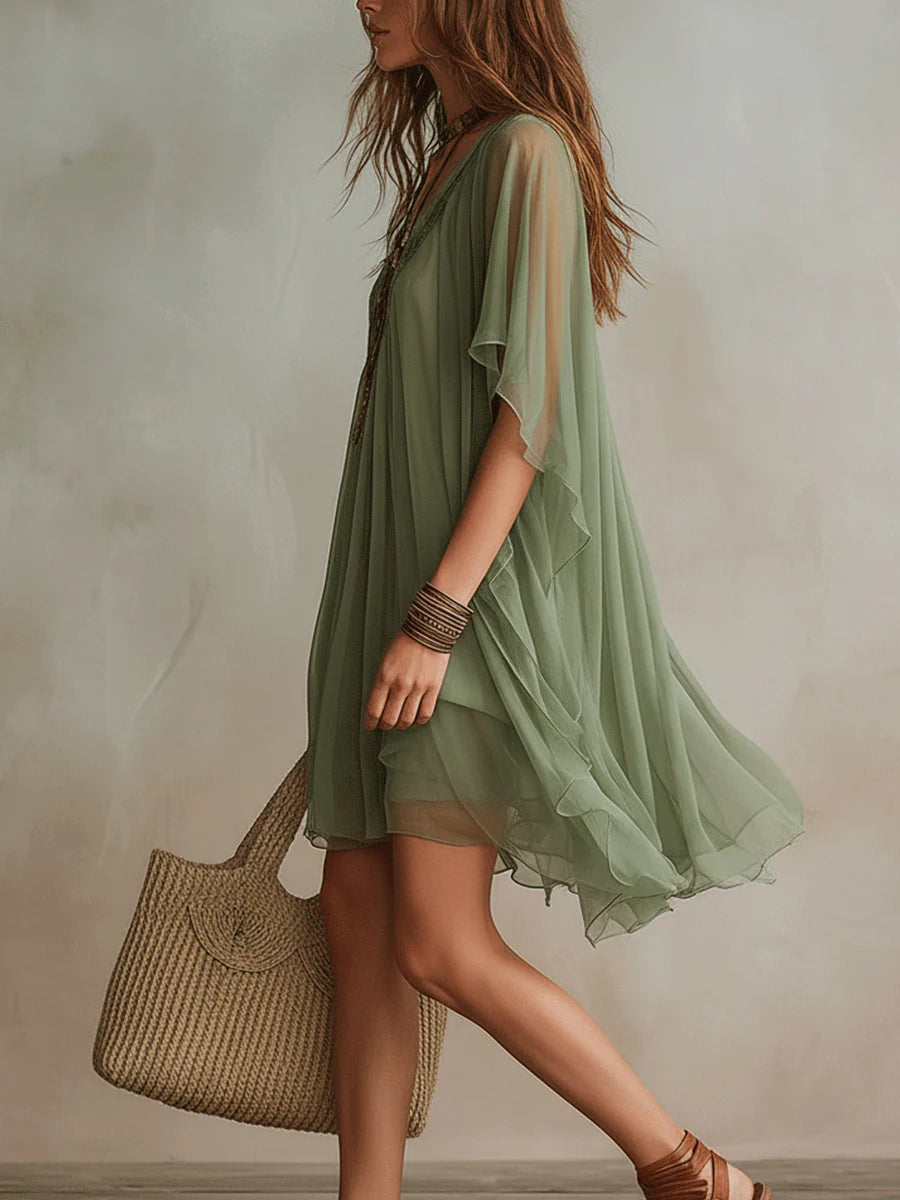 Greensse | Flowy Green Chiffon Dress