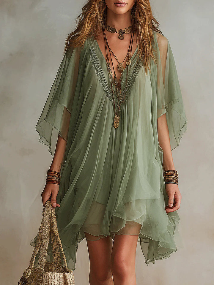 Greensse | Flowy Green Chiffon Dress